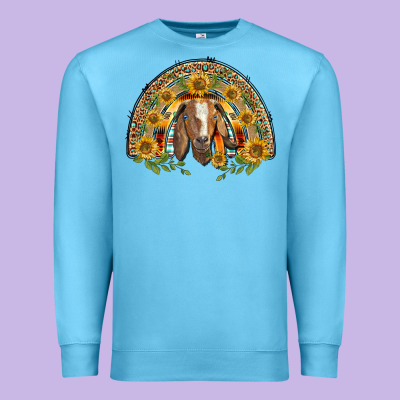 Western Leopard Sunflower Goat Rainbow Premium Sweatshirt Designed By Barkaloodesign