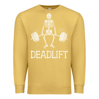 Antique Gold deadlift funny halloween skeleton weight lifting workout Premium Sweatshirt - longCreatives
