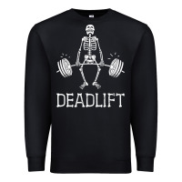 Black deadlift funny halloween skeleton weight lifting workout Premium Sweatshirt - longCreatives