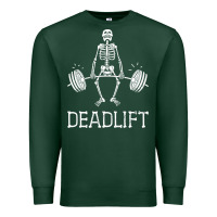 Sports Green deadlift funny halloween skeleton weight lifting workout Premium Sweatshirt - longCreatives