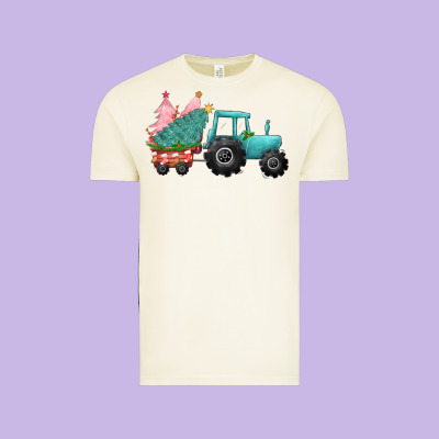 Christmas Tree Tractor Vintage Tee Designed By Cowgirlartshop