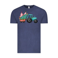 Vintage Denim christmas tree tractor Vintage Tee - CowGirlArtShop
