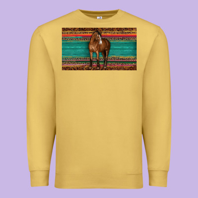 Western Horse Serape Tooled Leather Leopard  Sippy Cup Premium Sweatshirt Designed By Barkaloodesign