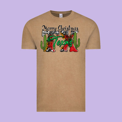 Merry Christmas Tx Texas Vintage Tee Designed By Jasminsmagicworld