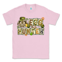 Bubblegum Pink Egg hunter with plate letters Easter Day Classic Tee - HowdyJamesFarm