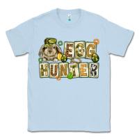 Dusty Blue Egg hunter with plate letters Easter Day Classic Tee - HowdyJamesFarm
