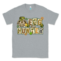 Heather Grey Egg hunter with plate letters Easter Day Classic Tee - HowdyJamesFarm