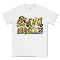 White Egg hunter with plate letters Easter Day Classic Tee - HowdyJamesFarm