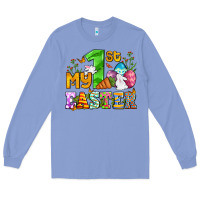 Colony Blue Easter Day My first Easter with eggs and rabbits Long Sleeve Tee - OliviaCreatesArt