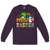 Plum Easter Day My first Easter with eggs and rabbits Long Sleeve Tee - OliviaCreatesArt