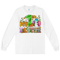 White Easter Day My first Easter with eggs and rabbits Long Sleeve Tee - OliviaCreatesArt