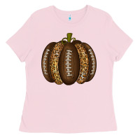 Bubblegum Pink American Football Pumpkin Ladies Tee - texasbilliewilder