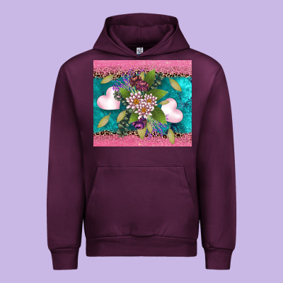 V.d Flowers And Hearts Urban Hoodie Designed By Adodesignshop
