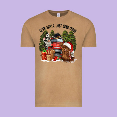 Dear Santa Just Send Cows Vintage Tee Designed By Cowgirlartshop
