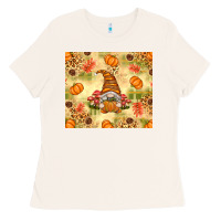 Bone Fall Pumpkins and Gnome with Leopard Ladies Tee - texasbilliewilder