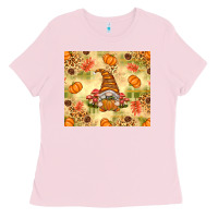 Bubblegum Pink Fall Pumpkins and Gnome with Leopard Ladies Tee - texasbilliewilder