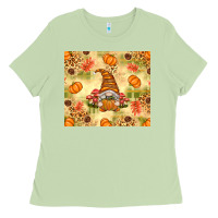 Matcha Fall Pumpkins and Gnome with Leopard Ladies Tee - texasbilliewilder