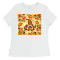Fall Pumpkins And Gnome With Leopard Ladies Tee | Teevron