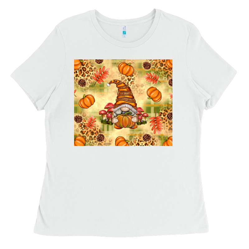 Fall Pumpkins And Gnome With Leopard Ladies Tee by texasbilliewilder | Teevron