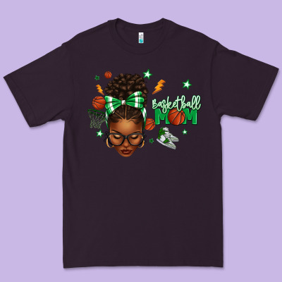 Afro Messy Bun Full Face Basketball Mom Premium Tee Designed By Texasbilliewilder