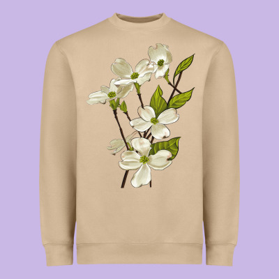 American Dogwood Flower Illustrations Heavyweight Sweatshirt Designed By Lillyallendesigns