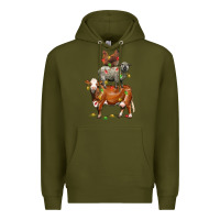 Army Green Christmas cow sheep and chicken Premium Hoodie - LillyAllenDesigns