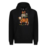 Black Christmas cow sheep and chicken Premium Hoodie - LillyAllenDesigns
