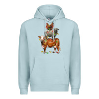 Blue Mist Christmas cow sheep and chicken Premium Hoodie - LillyAllenDesigns