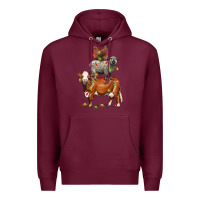Burgundy Christmas cow sheep and chicken Premium Hoodie - LillyAllenDesigns