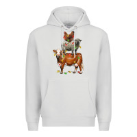 Dove Grey Christmas cow sheep and chicken Premium Hoodie - LillyAllenDesigns