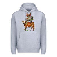 Heather Grey Christmas cow sheep and chicken Premium Hoodie - LillyAllenDesigns