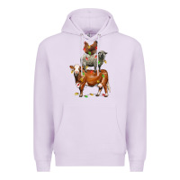 Lilac Christmas cow sheep and chicken Premium Hoodie - LillyAllenDesigns