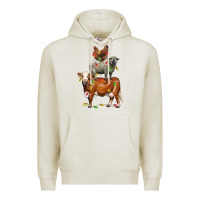 Oatmeal Heather Christmas cow sheep and chicken Premium Hoodie - LillyAllenDesigns