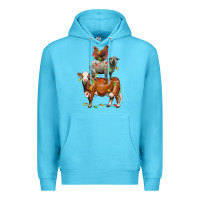 Ocean Blue Christmas cow sheep and chicken Premium Hoodie - LillyAllenDesigns