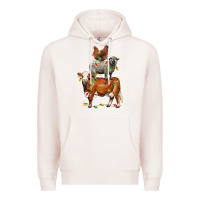 Pale Pink Christmas cow sheep and chicken Premium Hoodie - LillyAllenDesigns