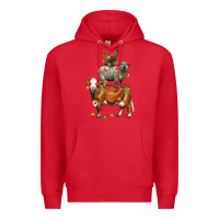 Red Christmas cow sheep and chicken Premium Hoodie - LillyAllenDesigns