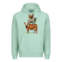 Seafoam Christmas cow sheep and chicken Premium Hoodie - LillyAllenDesigns