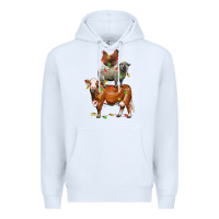 White Christmas cow sheep and chicken Premium Hoodie - LillyAllenDesigns