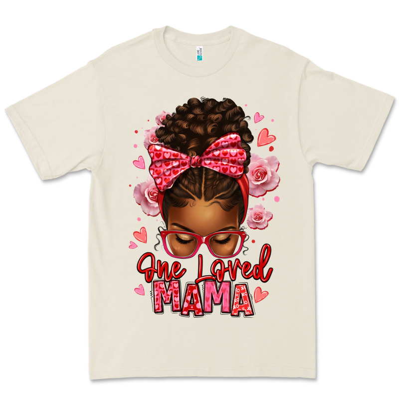 One Loved Mama Afro Messy Bun Premium Tee by texasbilliewilder | Teevron
