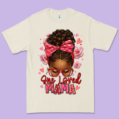 One Loved Mama Afro Messy Bun Premium Tee Designed By Texasbilliewilder