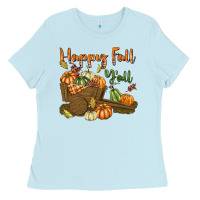 Baby Blue Happy Fall Y'all Ladies Tee - texasbilliewilder