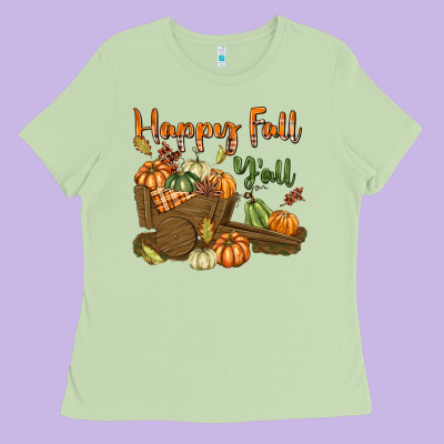 Happy Fall Y'all Ladies Tee Designed By Texasbilliewilder