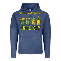 Vintage Denim All you need is coffee and lucky St. Patrick's Vintage Hoodie - HowdyJamesFarm