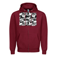 Burgundy black and white camouflage background Zipper Hoodie - Artiststas