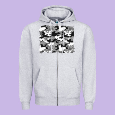 Black And White Camouflage Background Zipper Hoodie Designed By Artiststas