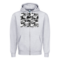 Heather Grey black and white camouflage background Zipper Hoodie - Artiststas