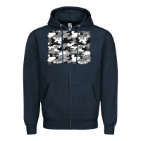 Navy black and white camouflage background Zipper Hoodie - Artiststas