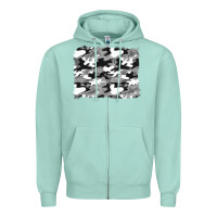 Seafoam black and white camouflage background Zipper Hoodie - Artiststas