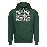 Sports Green black and white camouflage background Zipper Hoodie - Artiststas