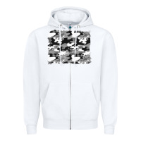 White black and white camouflage background Zipper Hoodie - Artiststas